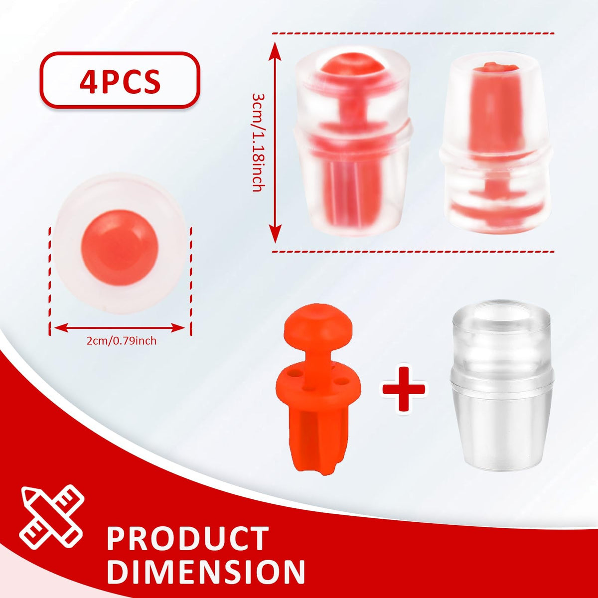 4 Pack Silicone Bite Valve Replacements for Osprey Hydration Bladders - Red