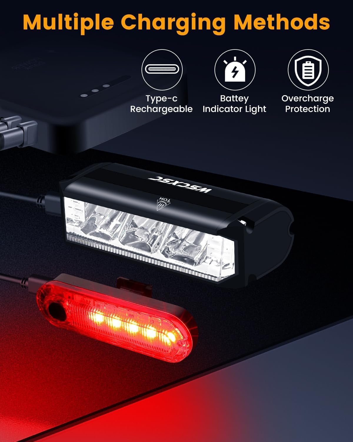 9000 Lumen Bicycle Headlight Set Waterproof USB Rechargeable for Night Riding