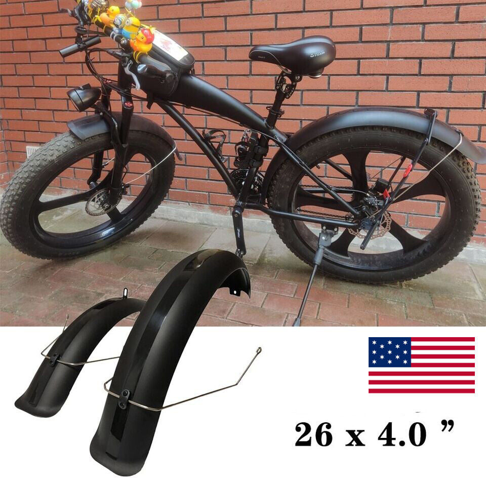 26 Inch Fat Tire Bike Fenders - Matte Black Wide Mudguards for E-Bikes