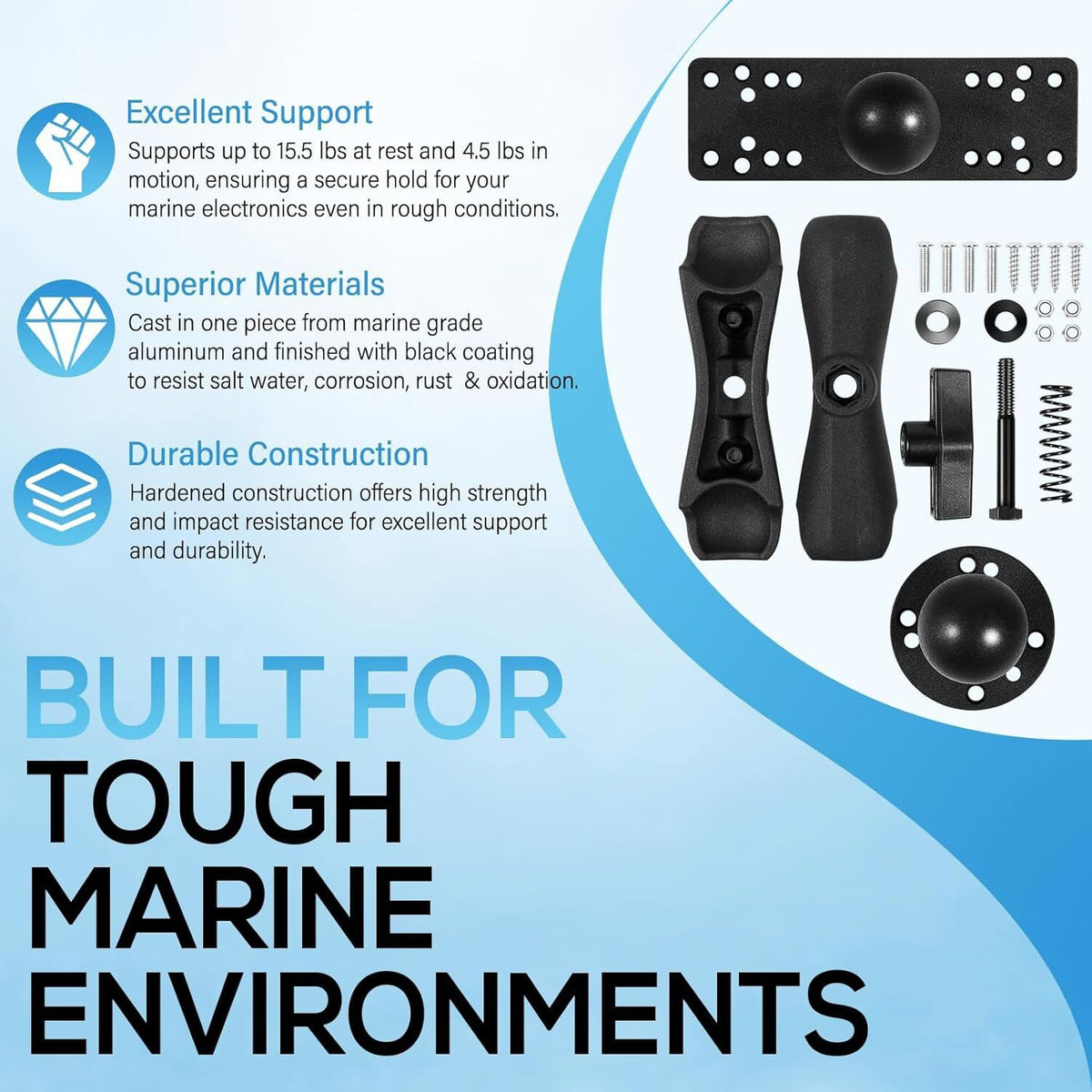 Marine Fish Finder Mount with 1.5 Inch C Size Ball Universal Fit for Garmin Lowrance Humminbird