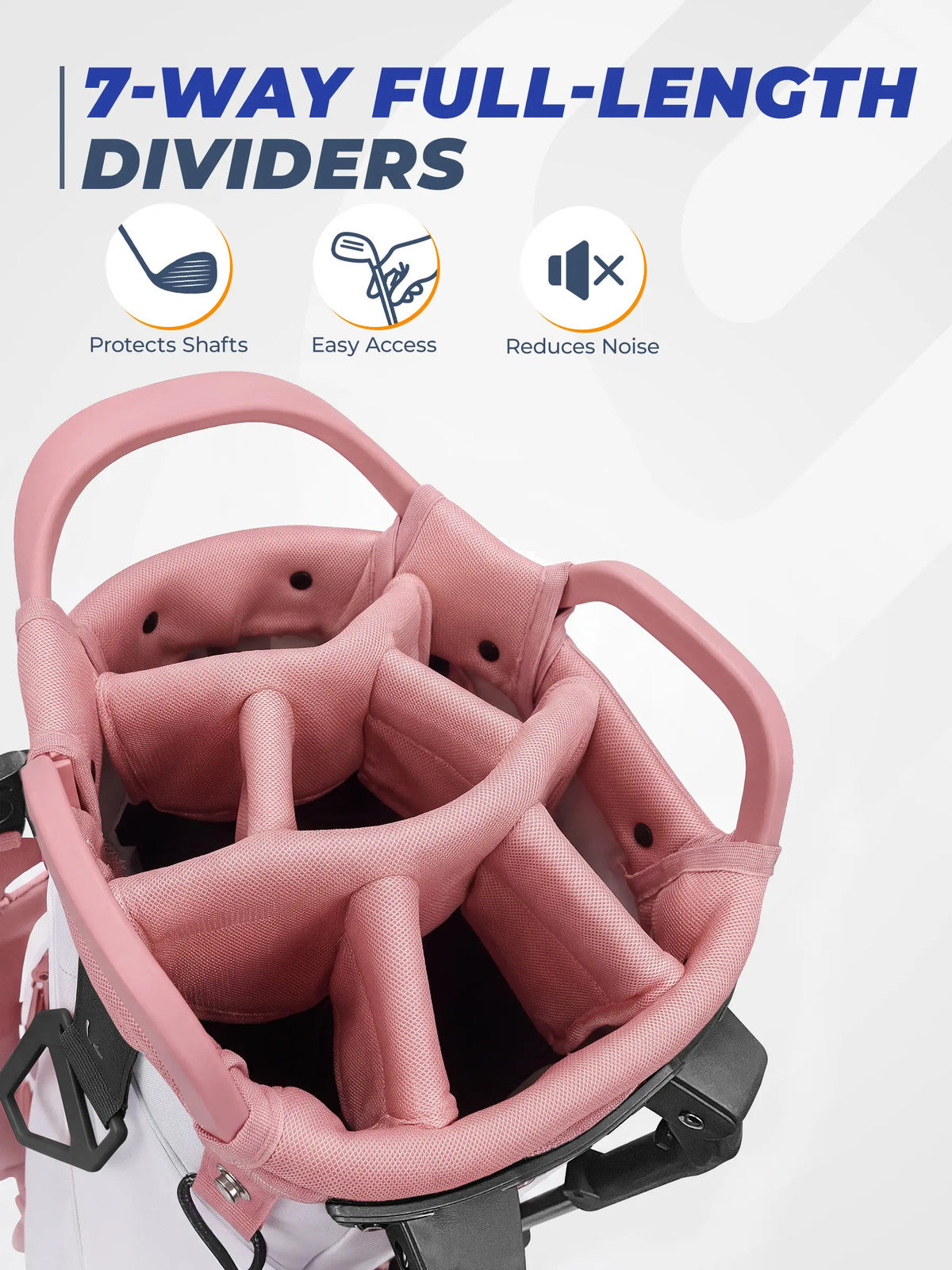 Golf Stand Bag with 7-Way Dividers, Cooler Pocket & Dual Strap - Lightweight 5.5lb