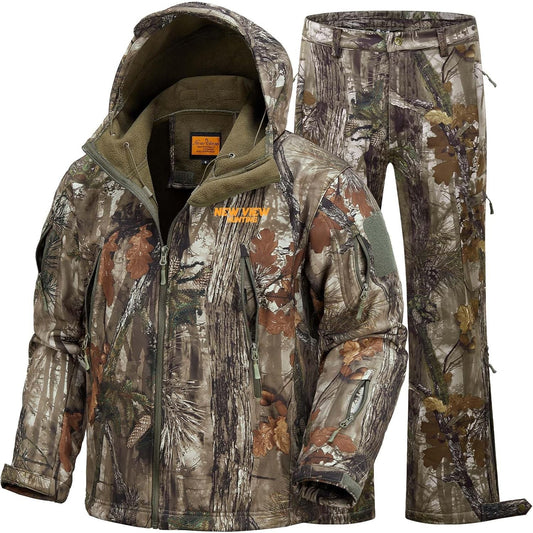 Men's Camouflage Hunting Clothes Set Quiet Warm Jacket & Pants