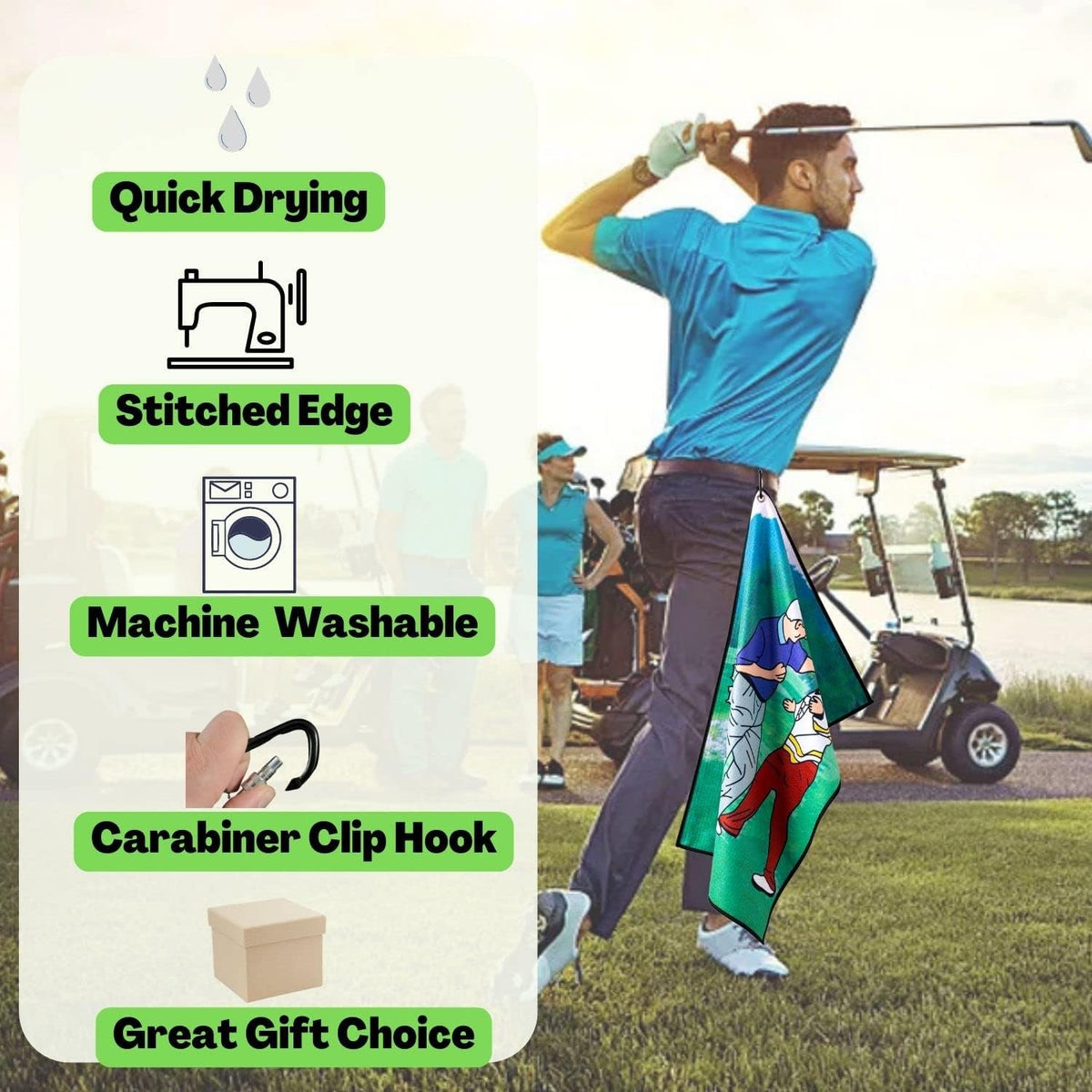 Funny Golf Towel with Clip - Printed Microfiber Golf Accessories for Men