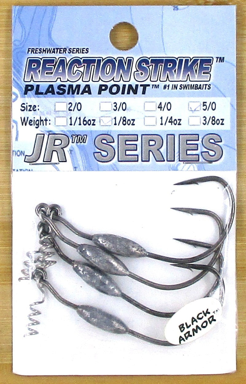 Reaction Strike 1/8 Oz Jr Series Weighted Swim Bait with 5/0 Hooks — 6 Pack