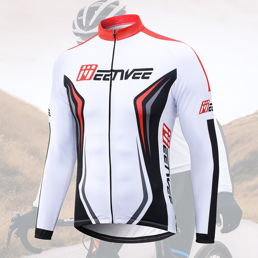 Men's Full Zip Long Sleeve Cycling Jersey Breathable Moisture-Wicking Bike Shirt