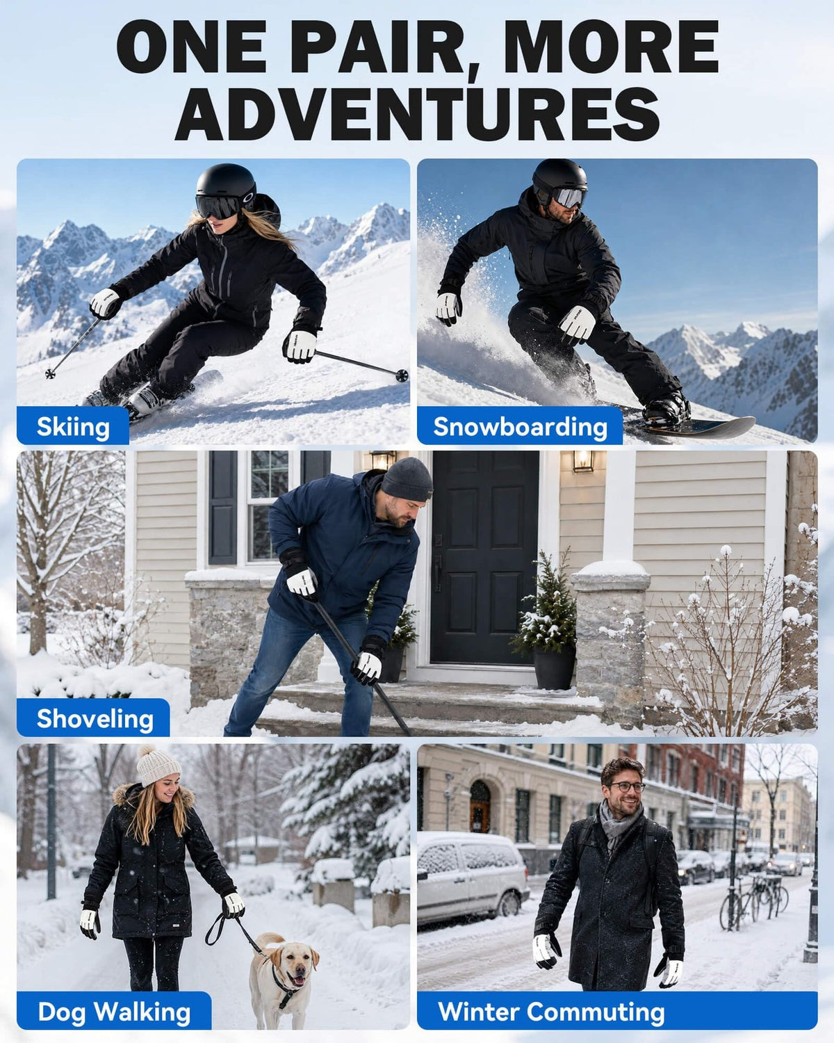 Men's Ski Gloves Waterproof Thinsulate Touchscreen Snow Gloves - Winter Outdoor Gear
