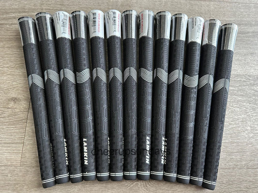 Golf Grip Kit with 13 Lamkin Sonar+ Midsize & Standard Rubber Grips - Black
