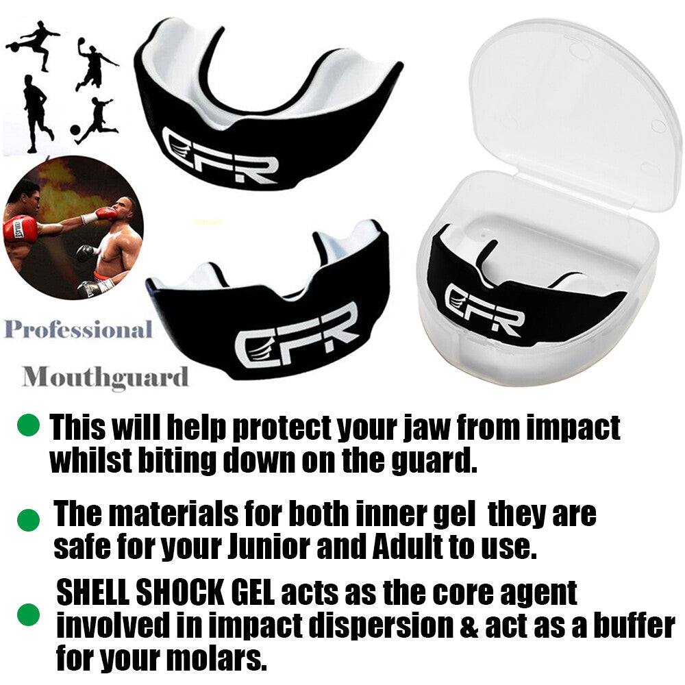 Sports Mouth Guard with Case for Teeth Grinding Boxing MMA - Custom Fit, Impact Protection