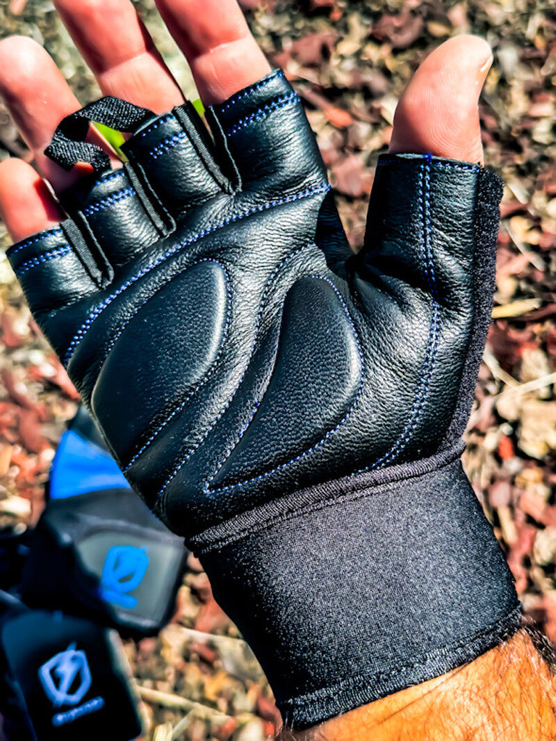 Unisex Leather Fingerless Cycling Gloves with Padded Wrist and Ventilation