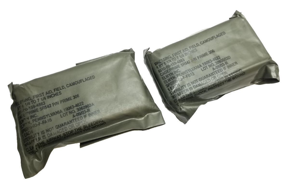 US Military First Aid Bandages 2-Pack - Camouflage Field Dressings