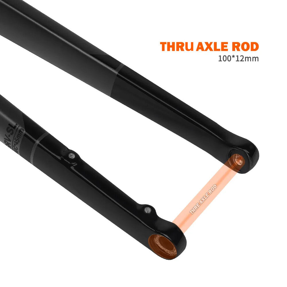 700C Carbon Fiber Gravel Bike Fork Disc Brake 100x12mm Tapered Steerer