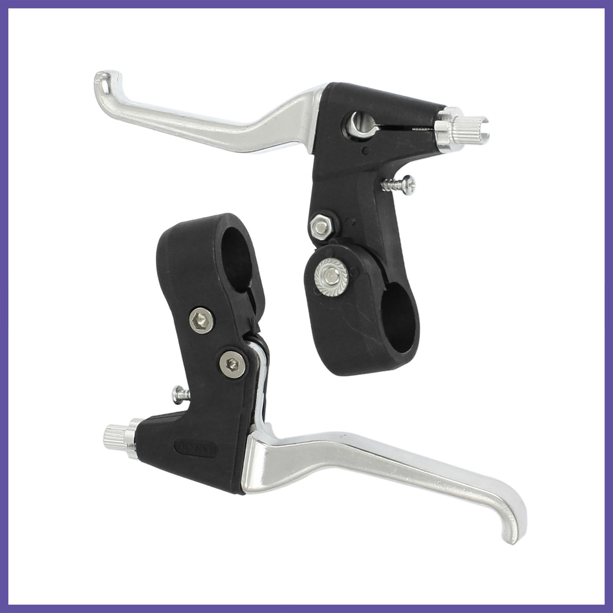 Universal 22mm Bicycle Brake Levers Set - Black & Silver Alloy Handlebar Mount