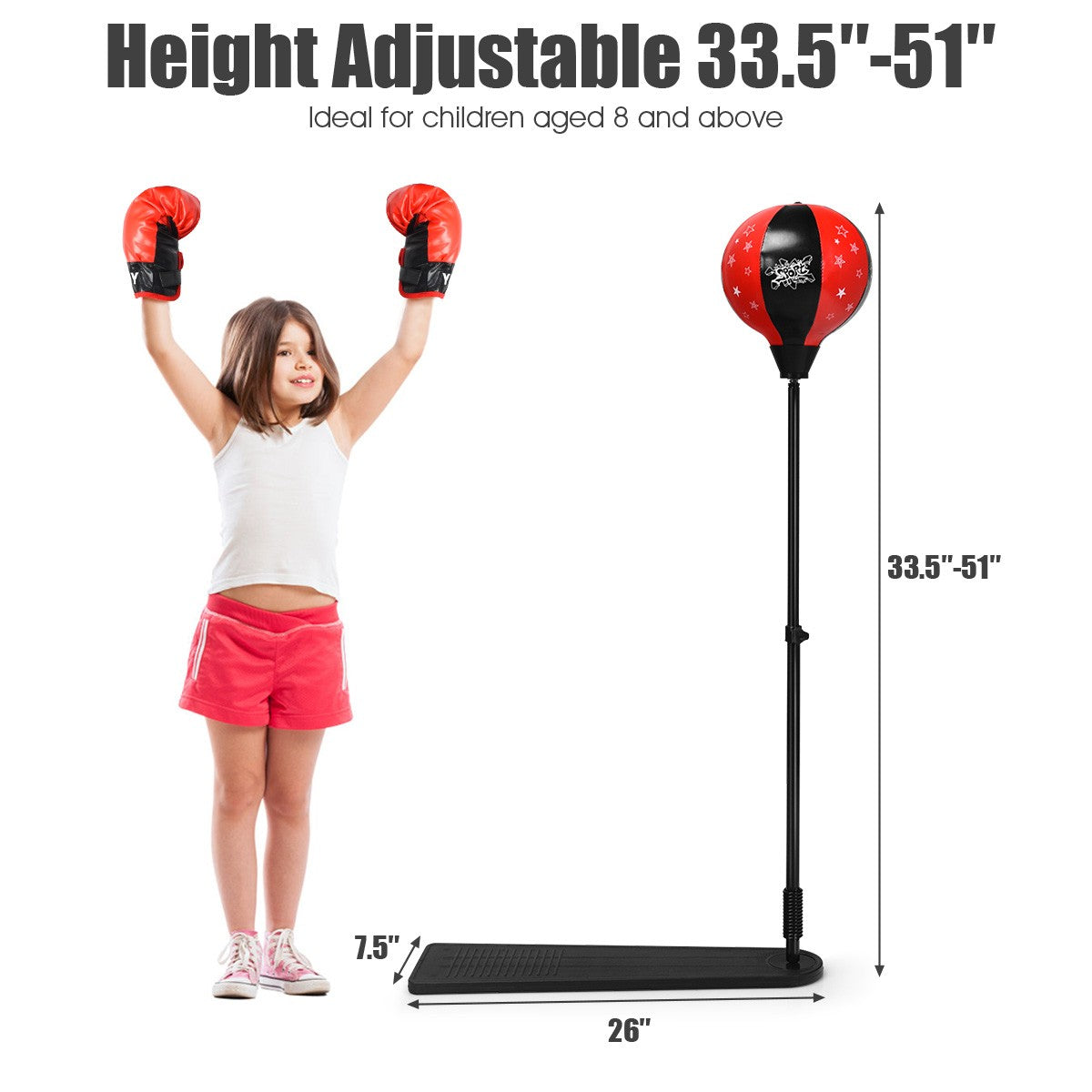 Kids Punching Bag Set with Adjustable Stand & Boxing Gloves - Safe & Fun