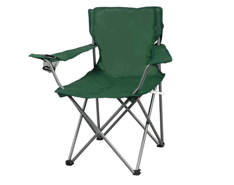 Portable Camping Chair with Cup Holder - Foldable Outdoor Seat, Green