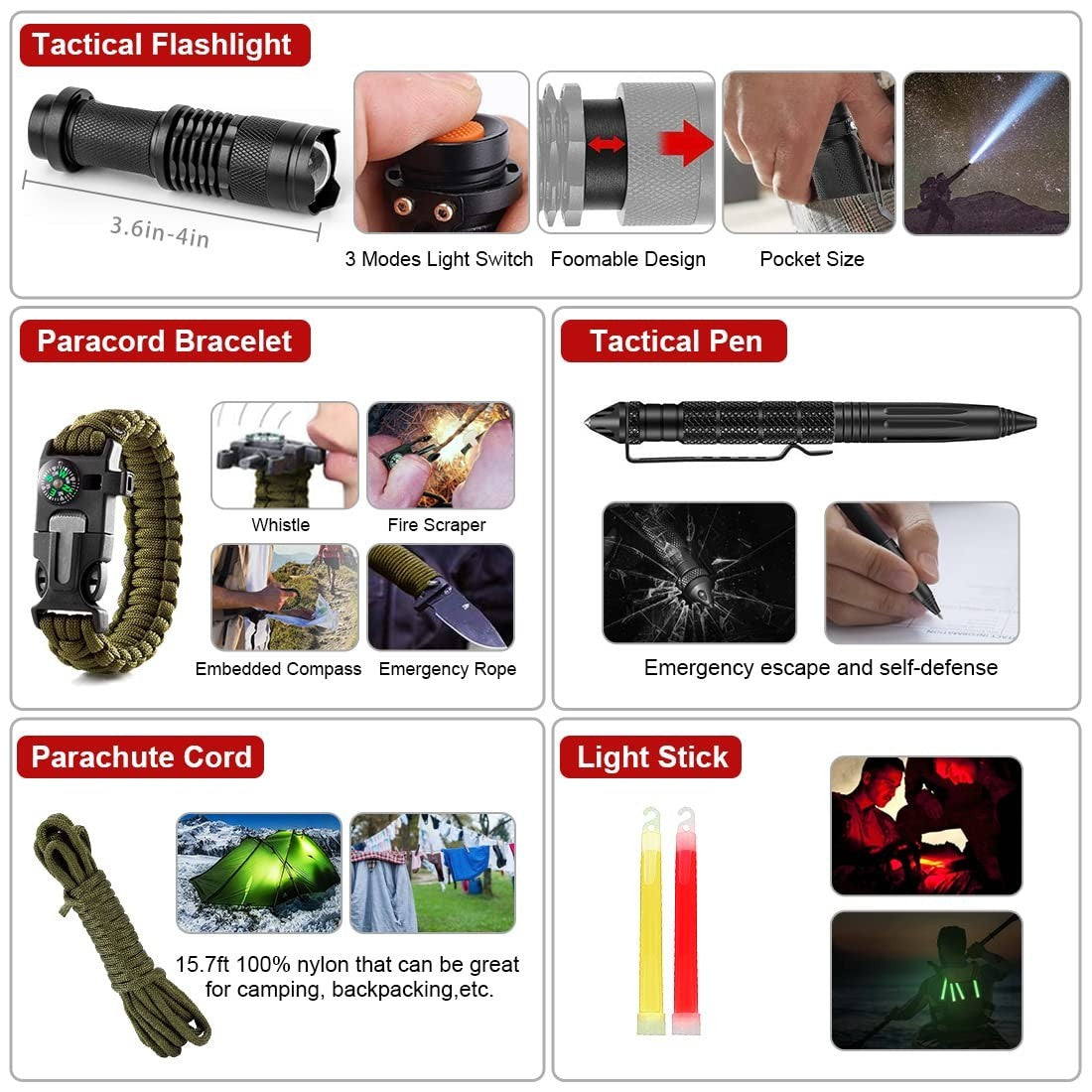 Emergency Survival Kit with 251-Piece Outdoor & First Aid Gear