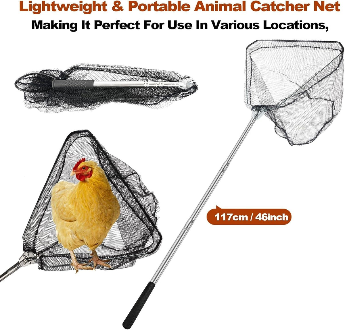Extendable Chicken Catching Net with Long Handle for Poultry and Small Animals