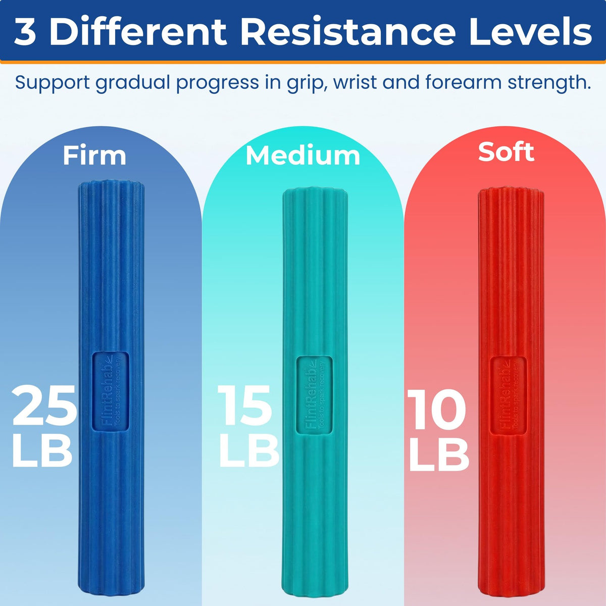 Physical Therapy Flex Bars Set of 3 Resistance Bands for Hand & Arm Rehab