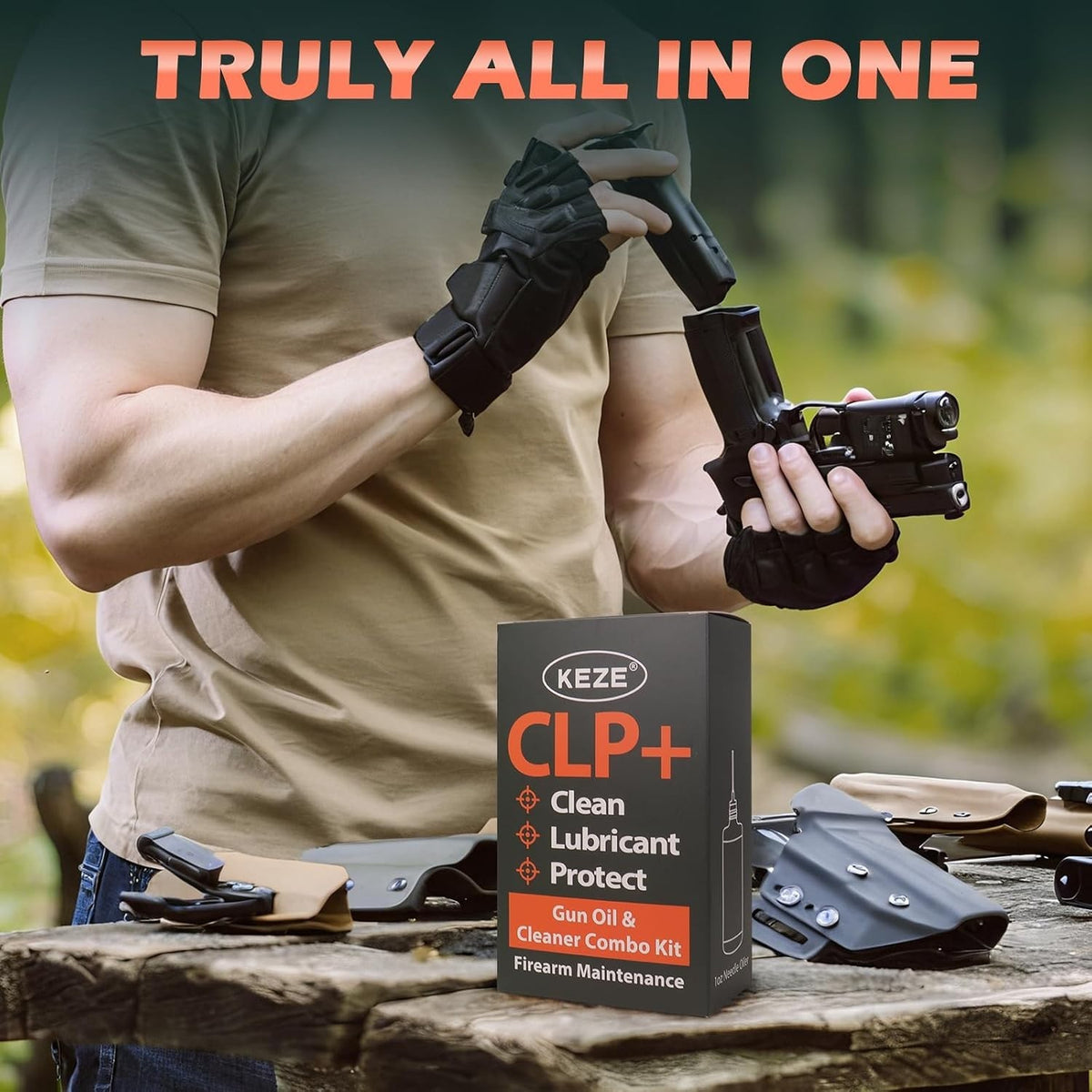 Gun Cleaner and Lubricant Kit - 4-in-1 Universal Spray & Oil for Firearms