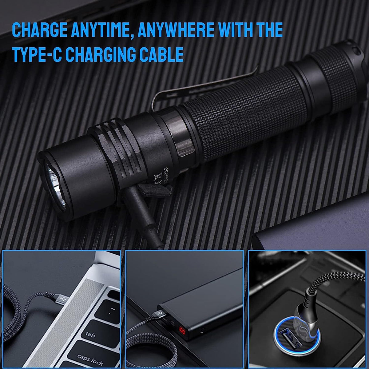 Rechargeable Tactical LED Flashlight Waterproof 1800 Lumens