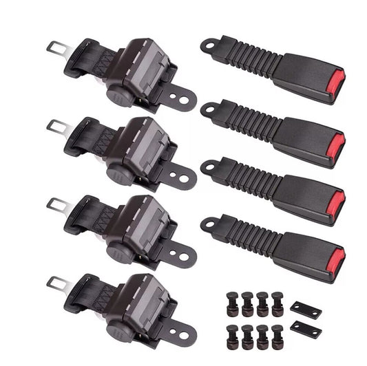 Universal Golf Cart Seat Belts with Buckles - Fits EZGO Yamaha Club Car - 4 Sets