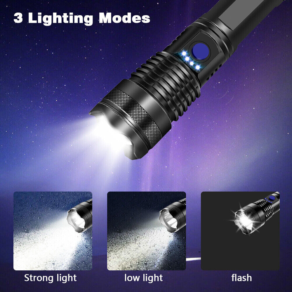 Rechargeable LED Tactical Flashlight 500m Waterproof Handheld Torch