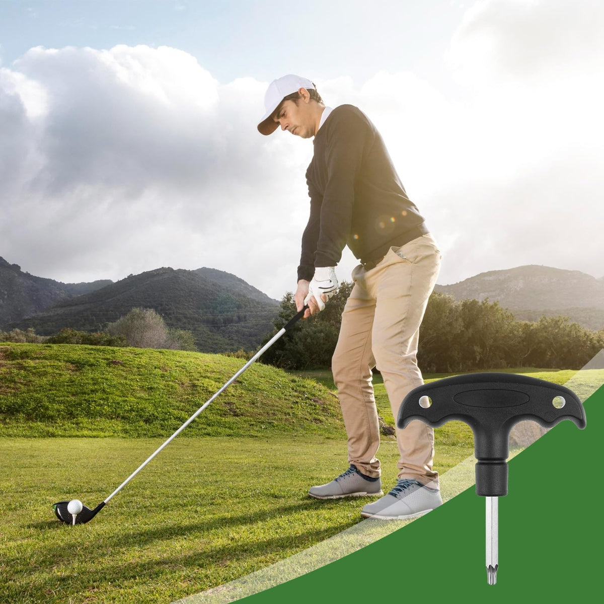 Adjustable Stainless Steel Golf Wrench Tool with Plastic Handle - Club & Driver Adjustment