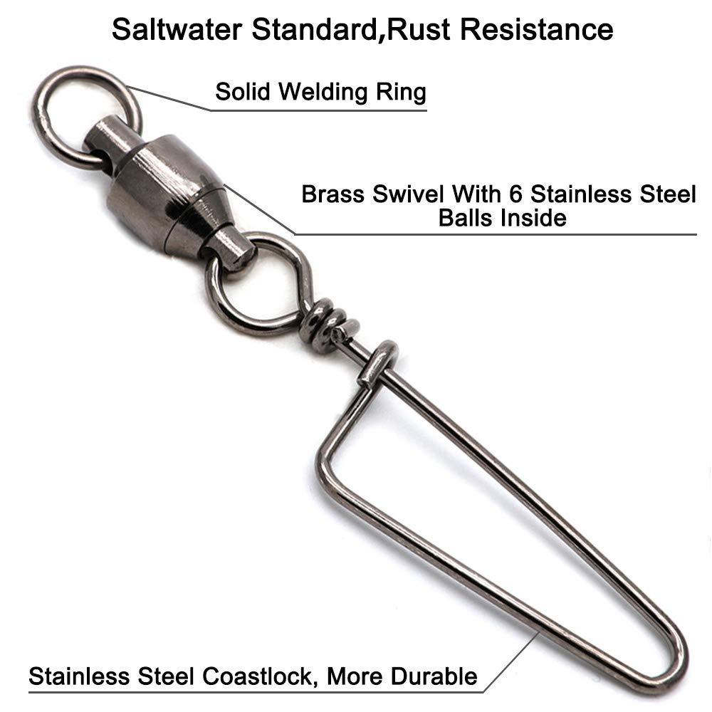 Fishing Ball Bearing Swivels with Coastlock Snap - Heavy Duty 25/50 Pack