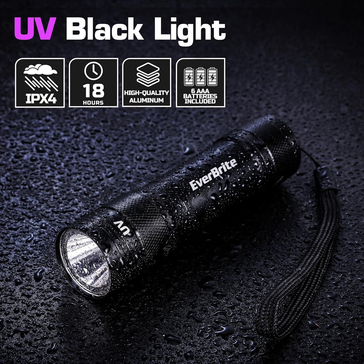 2 Pack UV Blacklight Flashlights 365nm Small Portable LED UV Light