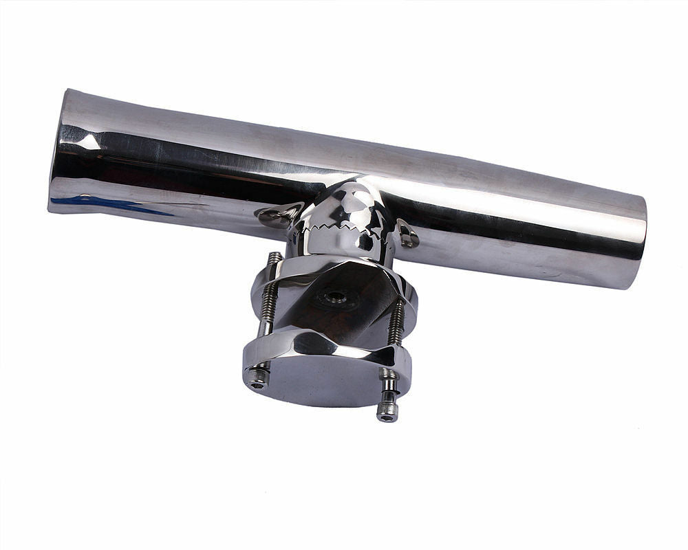 Stainless Steel Boat Fishing Rod Holder Clamp-On Rail Mount 1-1/4"