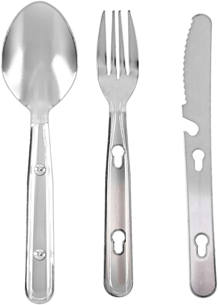 3 Piece Stainless Steel Camping Utensil Set Knife Fork Spoon Survival Kit