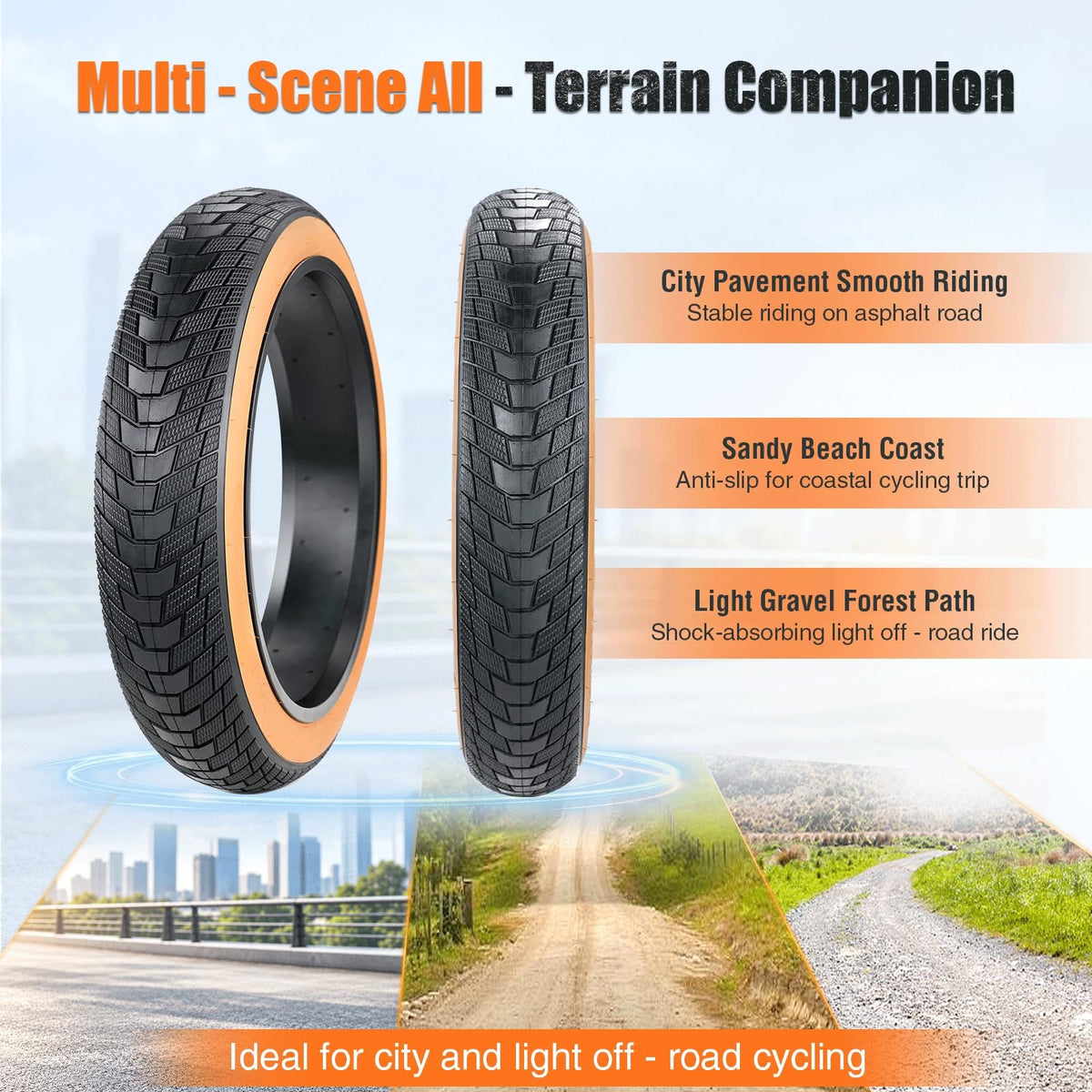 Fat Bike Tire 20x3.0 Inch Set with Inner Tubes - Durable Replacement for Mountain & E-Bikes