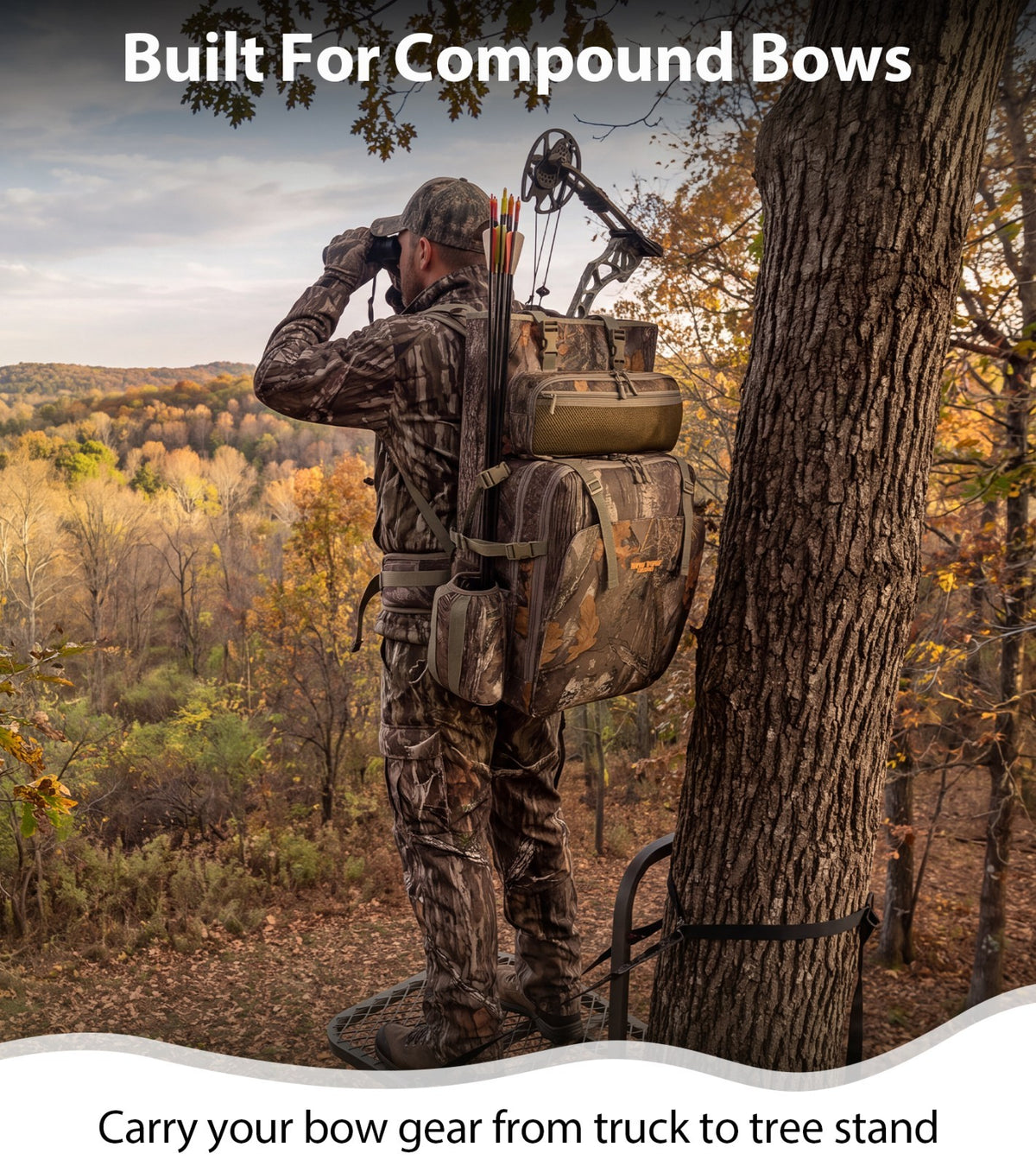 Hunting Backpack with Bow Holder and Quiver | Large Capacity Camo Hunting Bag