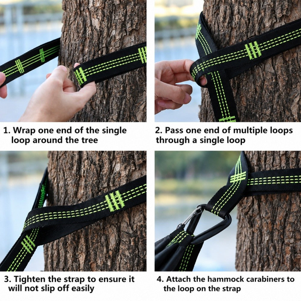 10FT Durable Polyester Hammock Tree Straps with Carabiners for Camping & Outdoor