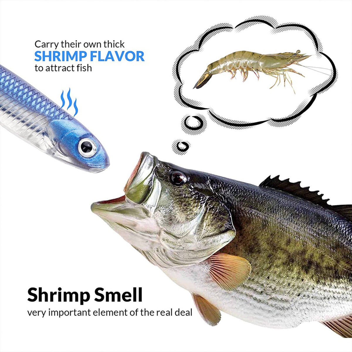 6Pcs Soft Swimbait Fishing Lures - Realistic Jerk Shad Minnow Drop Shot Baits
