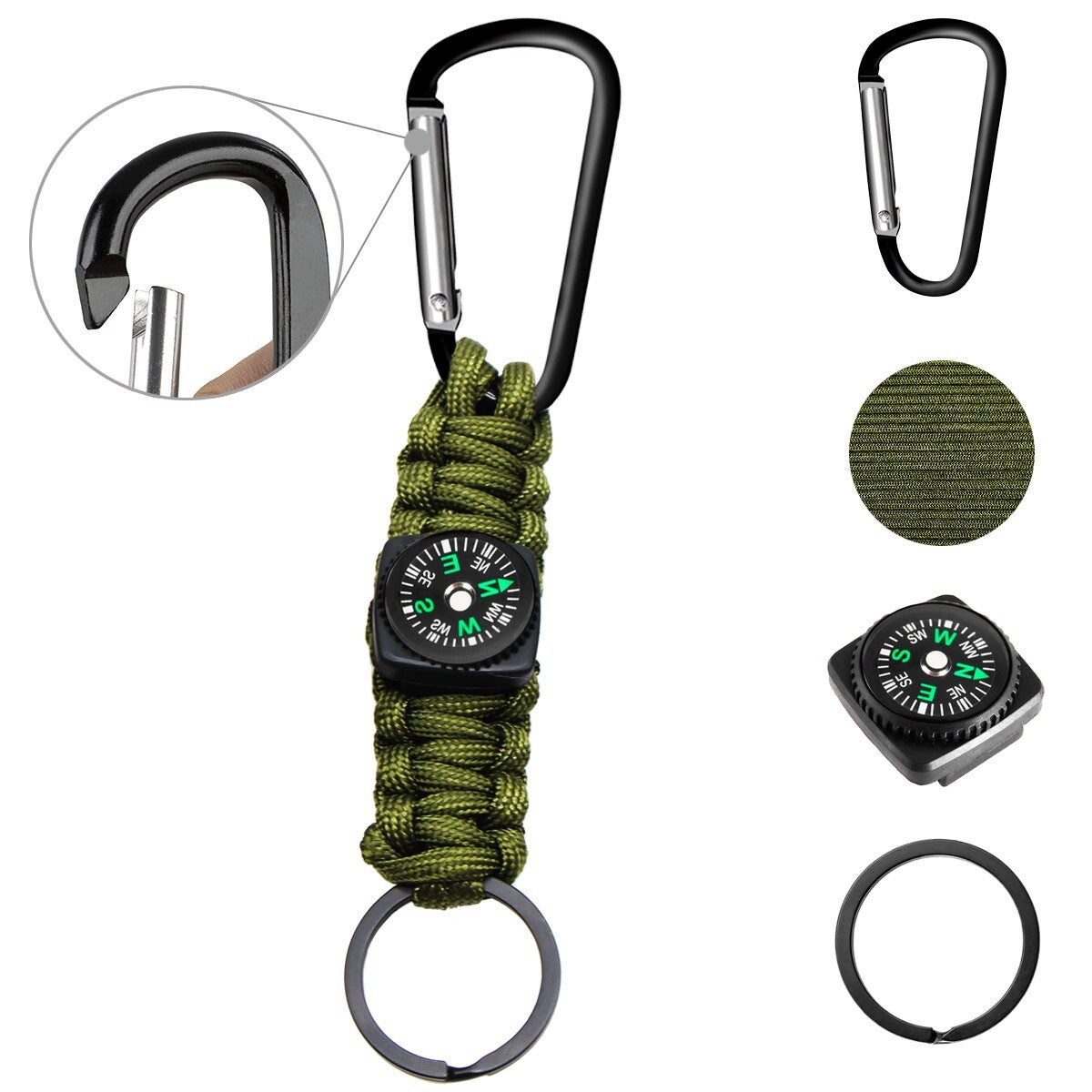 5 Pack Survival Paracord Lanyard Keychains with Carabiner for Camping Hiking