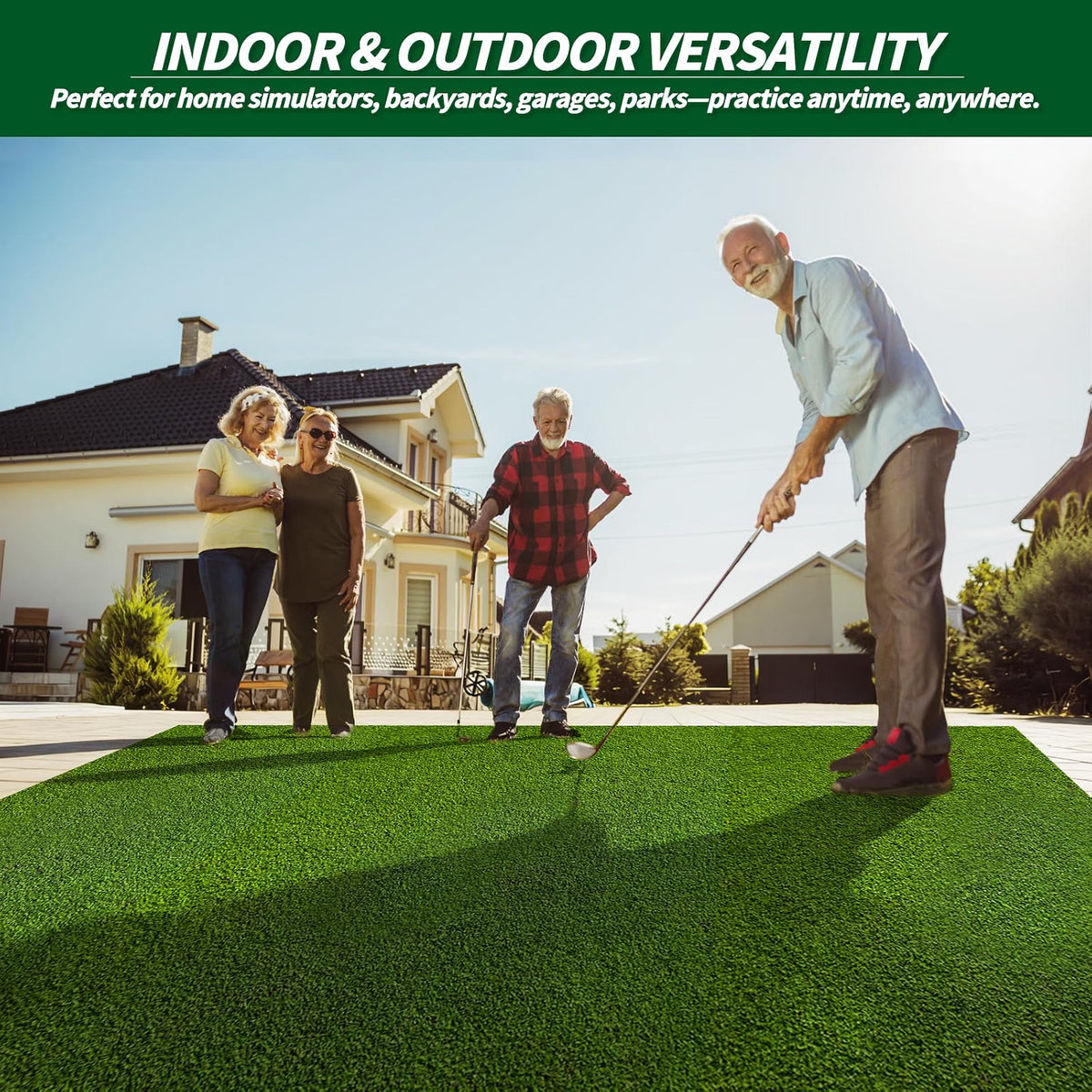 Golf Simulator Turf Mat 12 x 4.8 ft Artificial Grass for Practice & Training