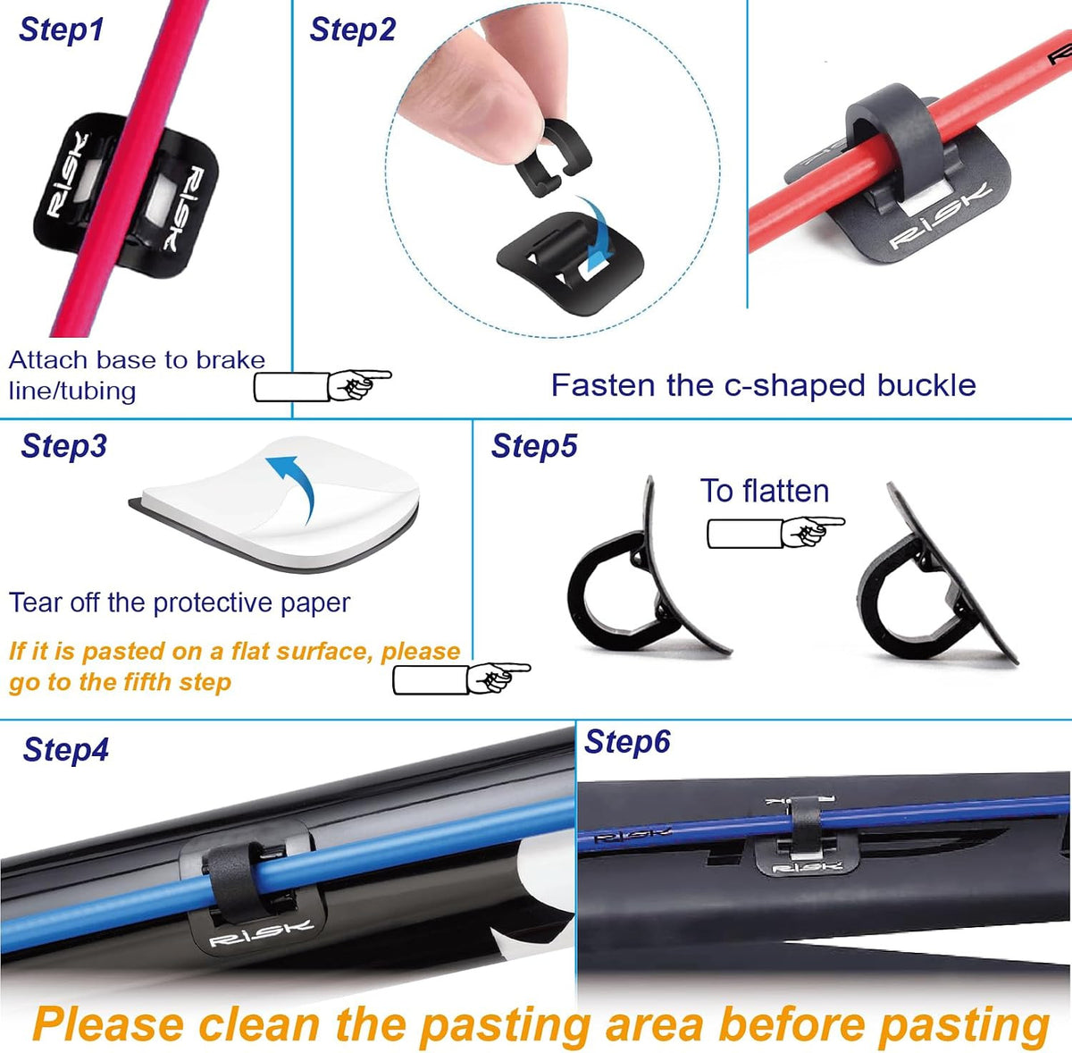 Aluminum Bike Cable Guides Set for Bicycle Brake & Shift Cables - 6 Pieces
