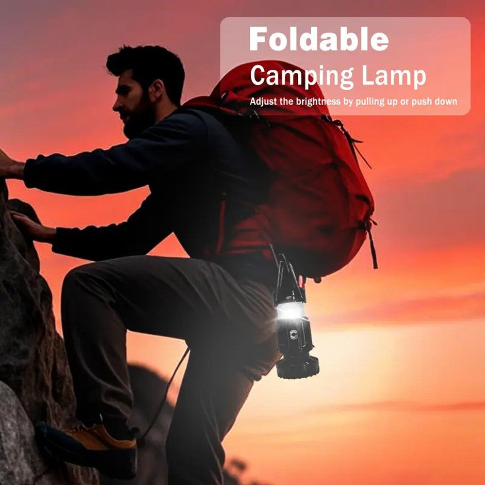 Multi-Function LED Camping Lantern with Fan Solar USB Rechargeable Portable Light