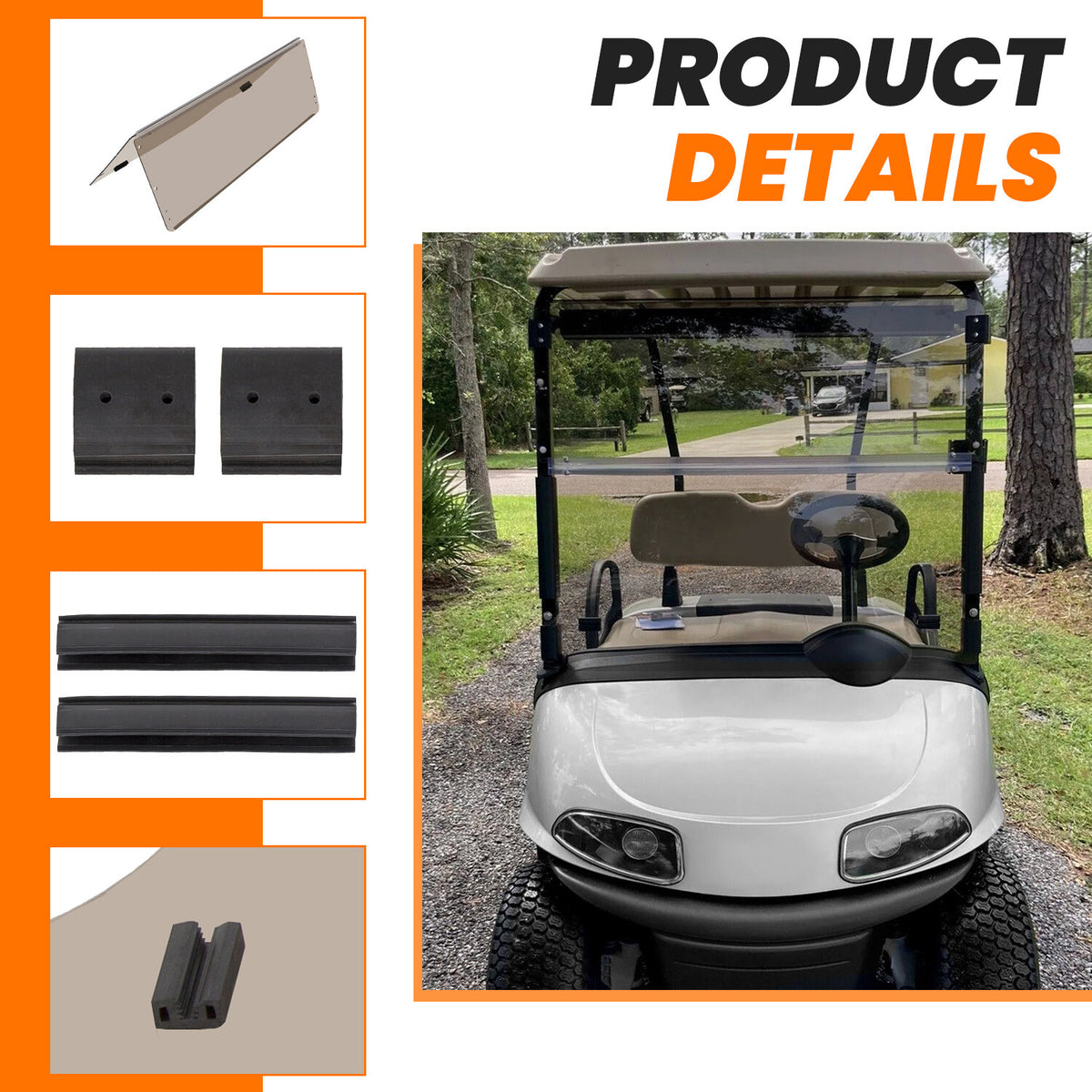 Tinted Windshield for EZGO RXV Golf Cart 2008-Up Folding Polycarbonate Protection