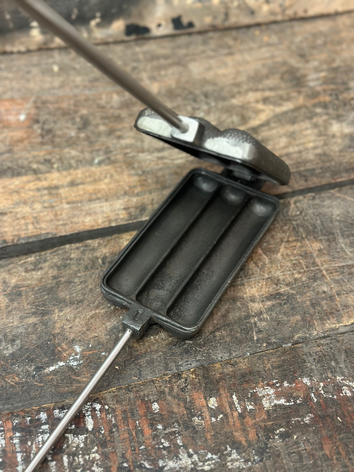 Cast Iron Hot Dog Roaster and Cornbread Baker for Firepit Camping