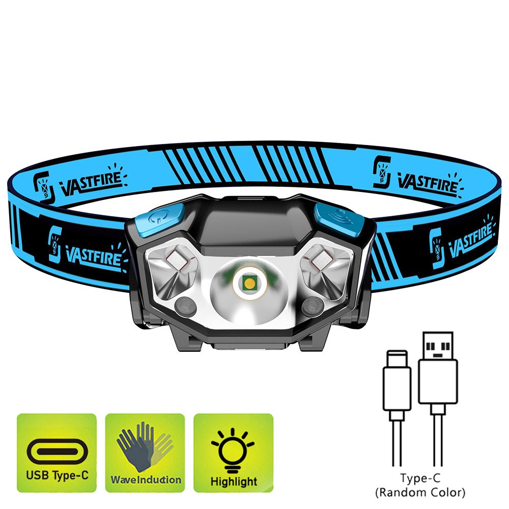 Rechargeable LED Headlamp with Motion Sensor — Ultralight Bright Head Torch for Outdoor & Work