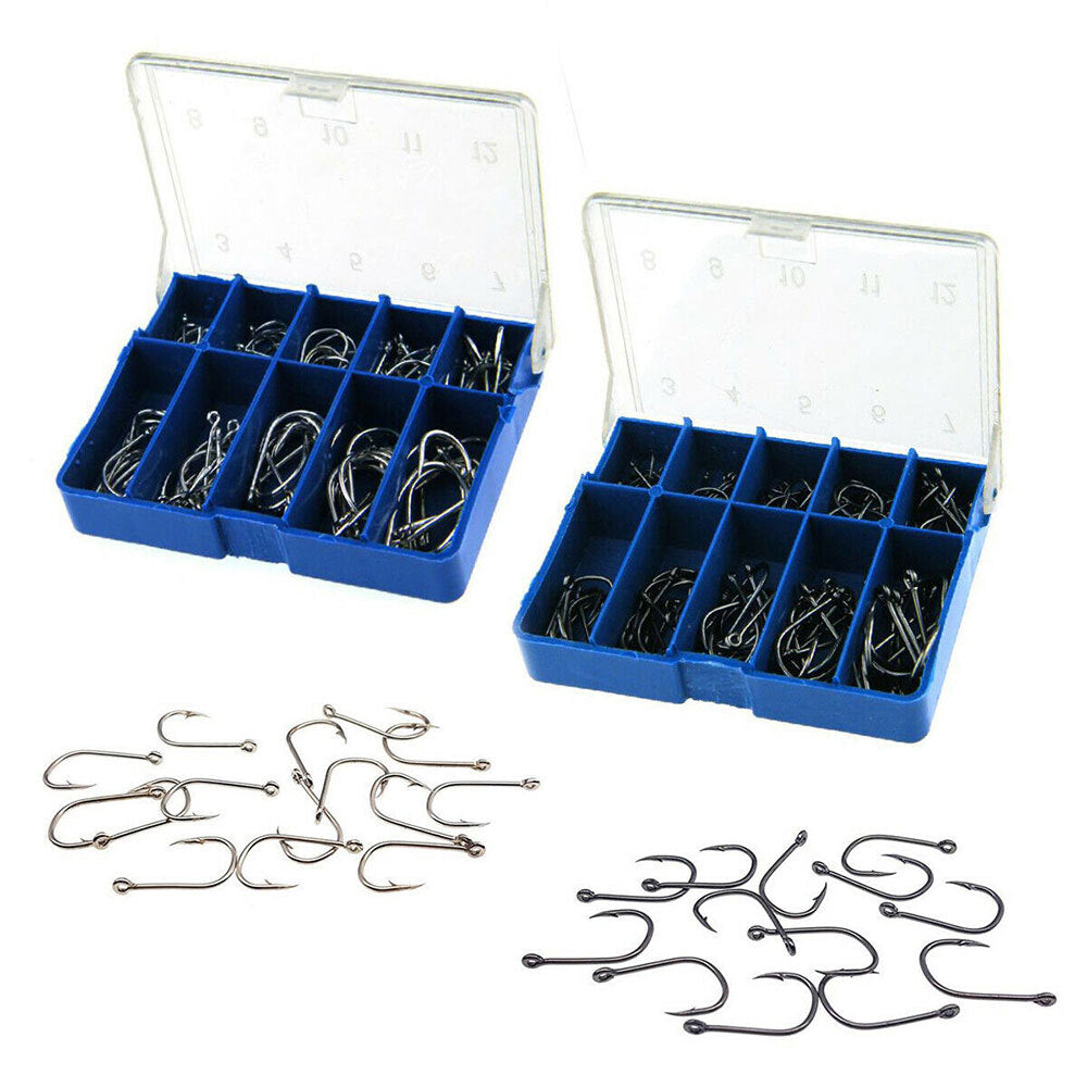 100Pcs Fishing Hooks Set, High Carbon Steel, Sharp & Durable, Multiple Sizes