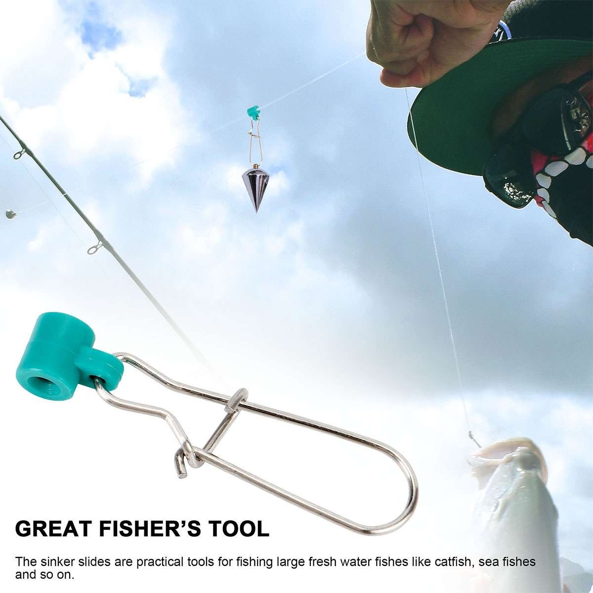 50Pcs Fishing Sinker Slides Kit for Braid Lines - Heavy Duty, Easy Rigging