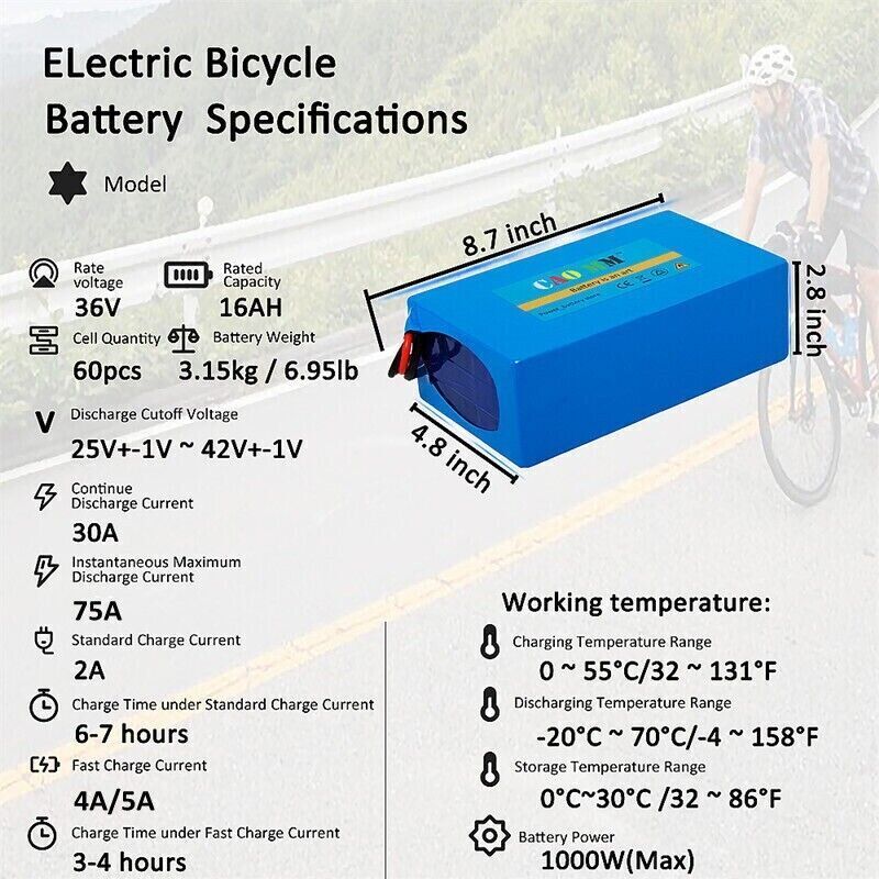 Electric Bicycle Battery 36V/48V 8Ah-20Ah for E-Bikes and Electric Bikes