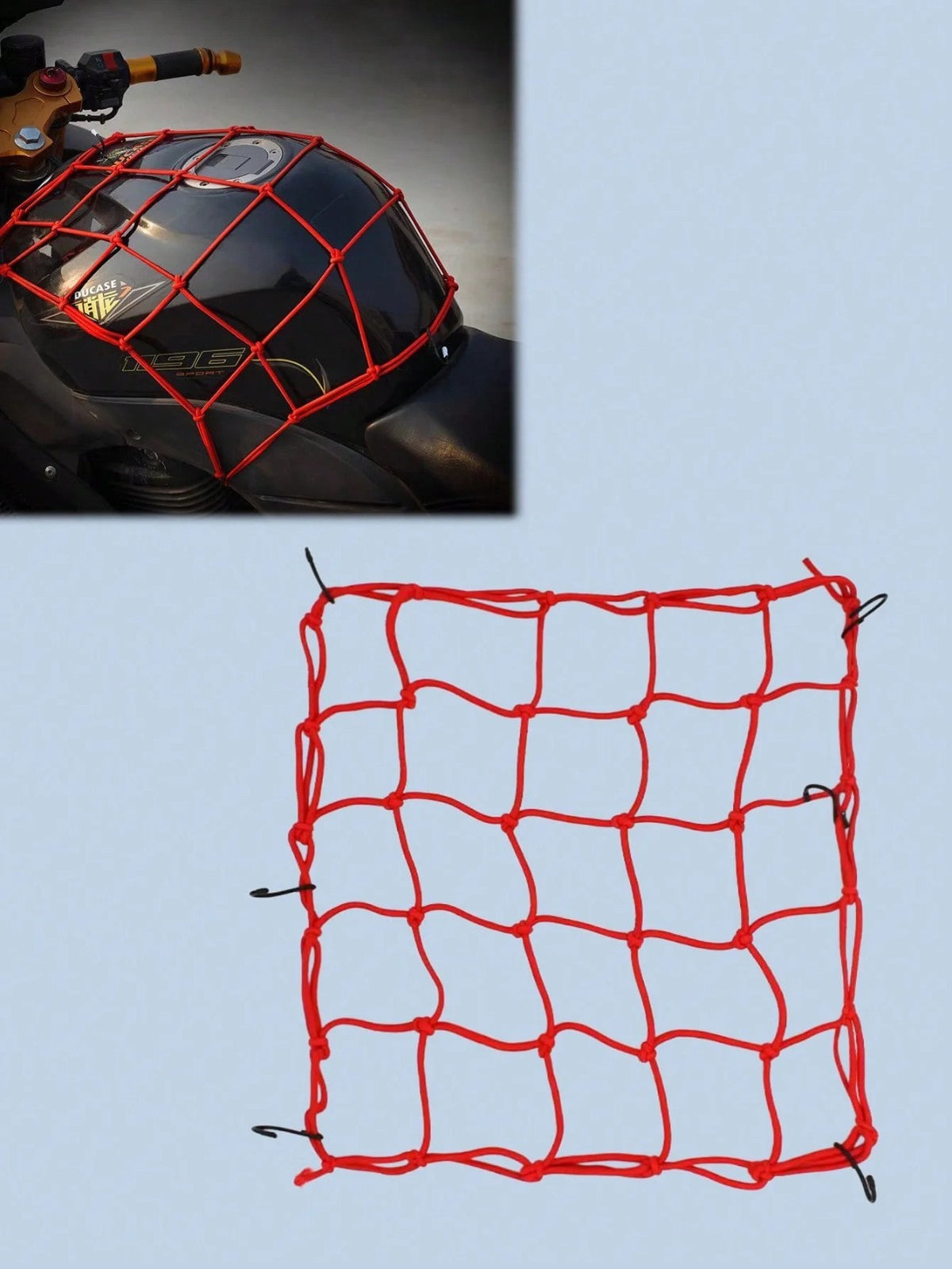 Elastic Motorcycle Cargo Net 30x30cm with Hooks for Bike ATV Scooter Storage