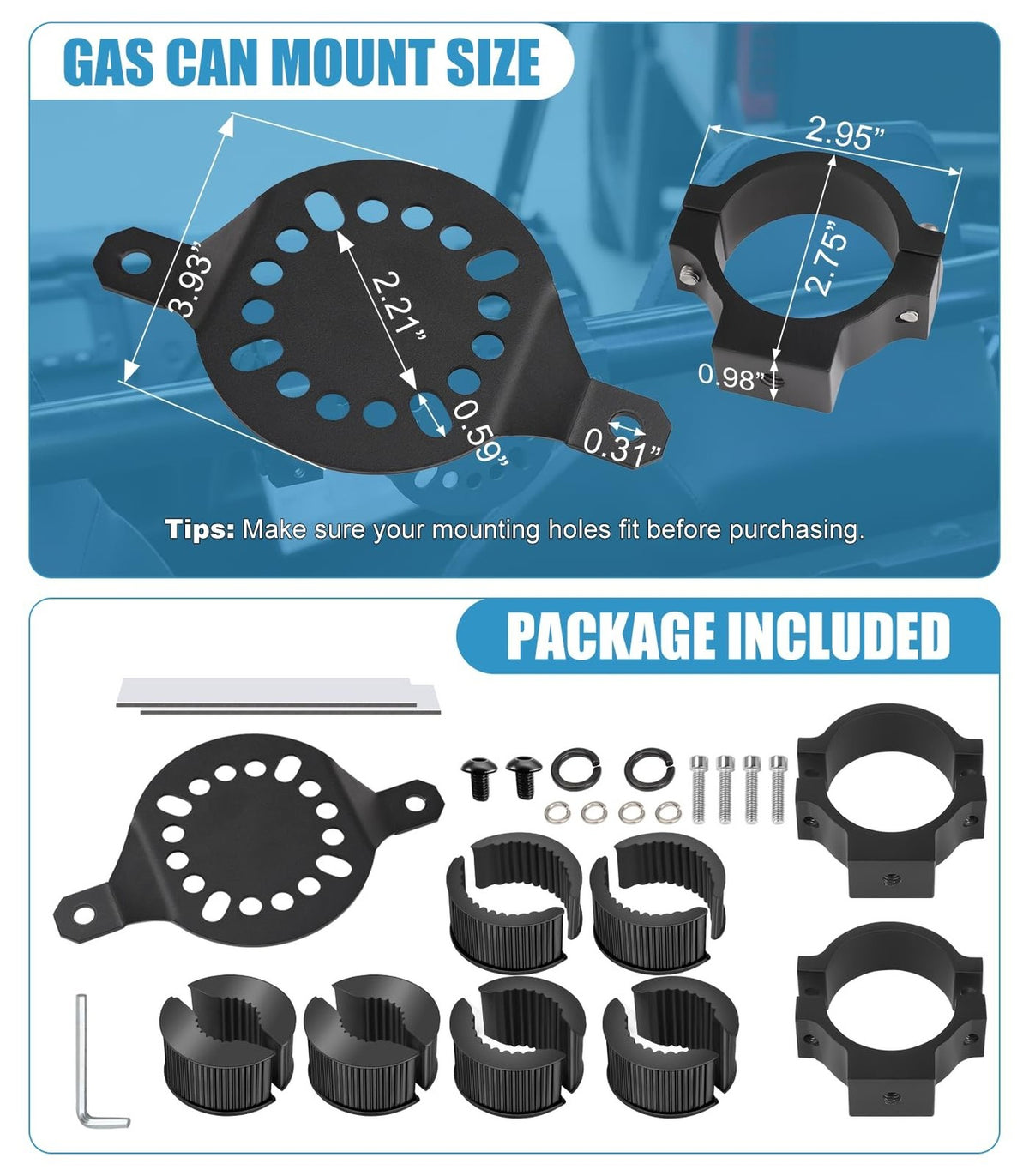 UTV Gas Can Mount Water Tank Oil Can Holder for Polaris RZR Talon Can-Am