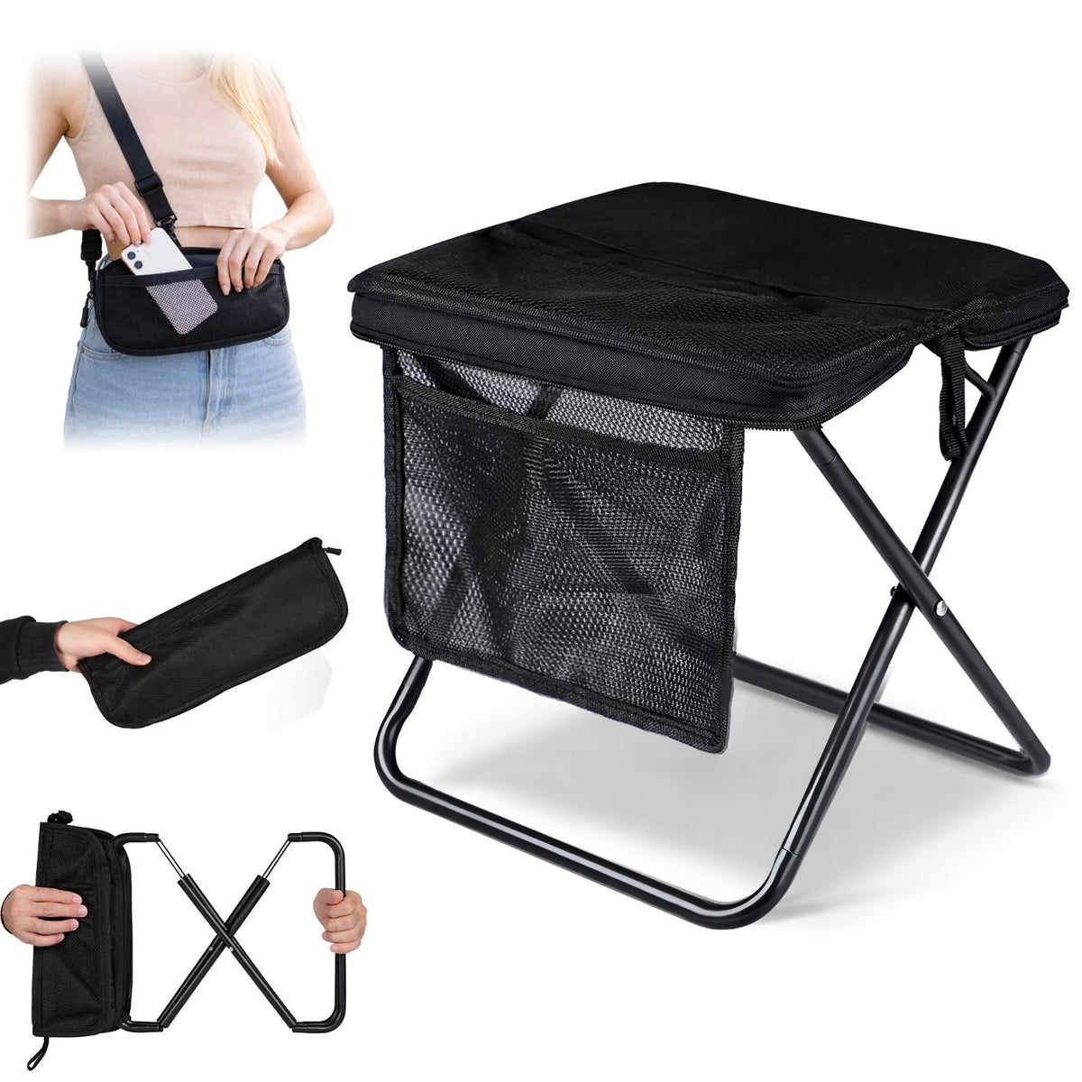 Portable Folding Camping Stool for Adults, Lightweight Hiking & Fishing Seat
