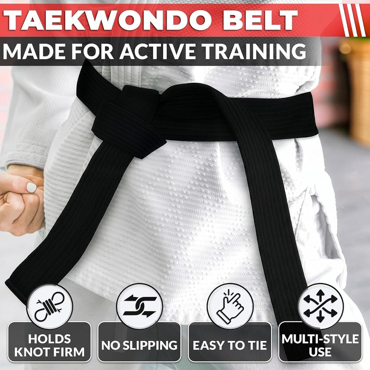 Martial Arts Belt for Women & Men - 86.6" & 104" Judo, Karate, BJJ, Taekwondo