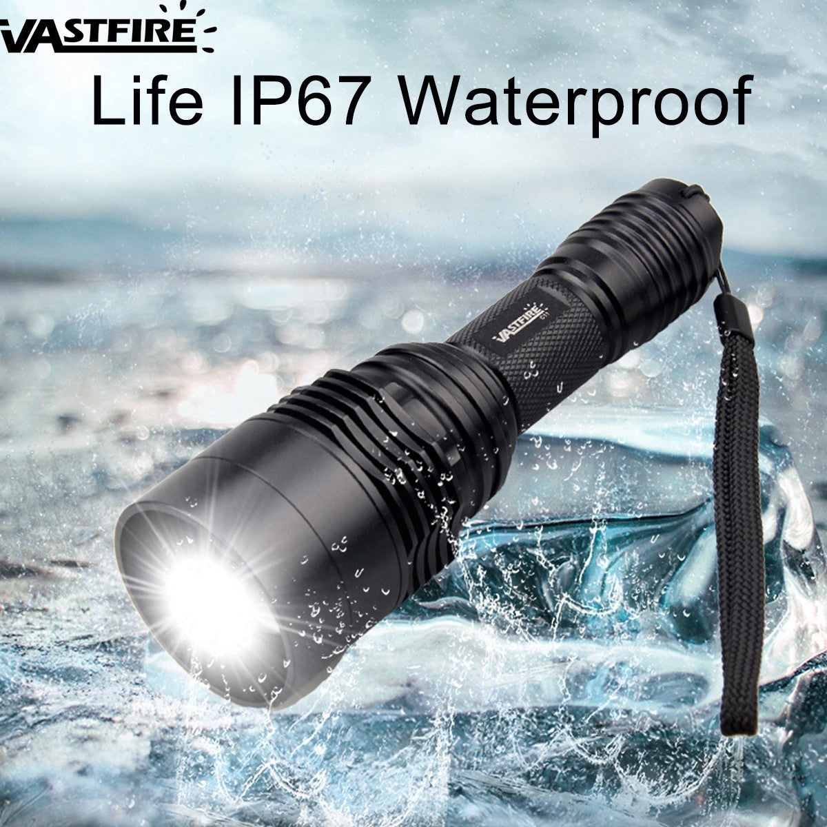 LED Flashlight with Zoom, Red/White Light, 800 Yards Hunting Torch
