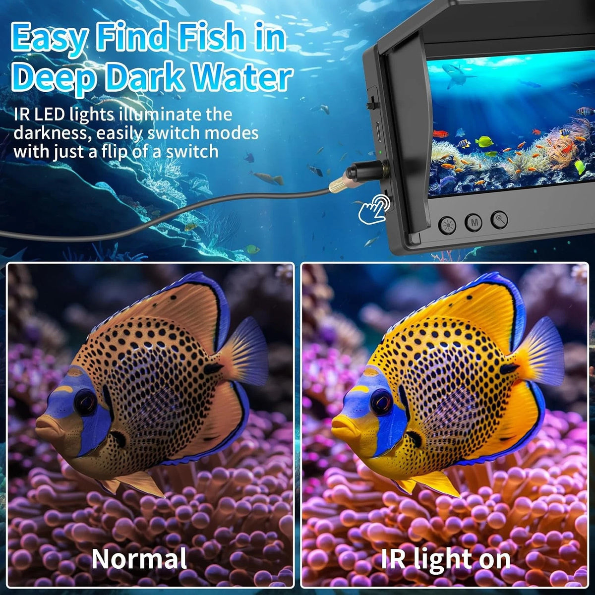 Underwater Fishing Camera with 4.3-Inch LCD Display, 30M Cable, Night Vision